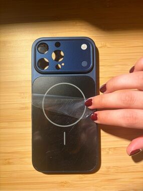 Matte Navy Blue Magnetic Camera Phone Case with MagSafe Ring